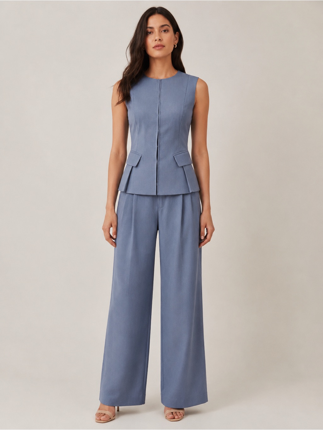 140 Sleeveless Vest & Wide-Leg Pants Set
